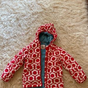 Mini Boden 9 - 10 Fleece Puffer Jacket Red Floral